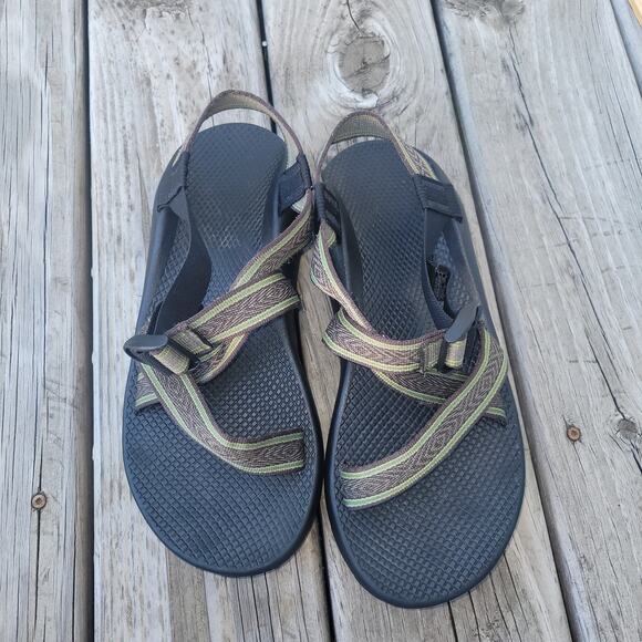 Chaco Z Cloud Sandals Men Size 11 Hiking Strappy Shoe Green Brown Walking Vibram - Picture 3 of 7